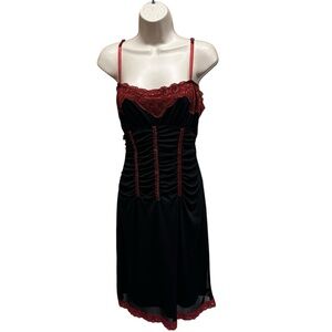Y2K Morbid Threads mesh lace corset midi slip dress Gothic vamp whimsigoth M